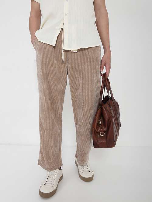 men solid mid rise regular fit corduory trouser - 21923899 -  Standard Image - 0