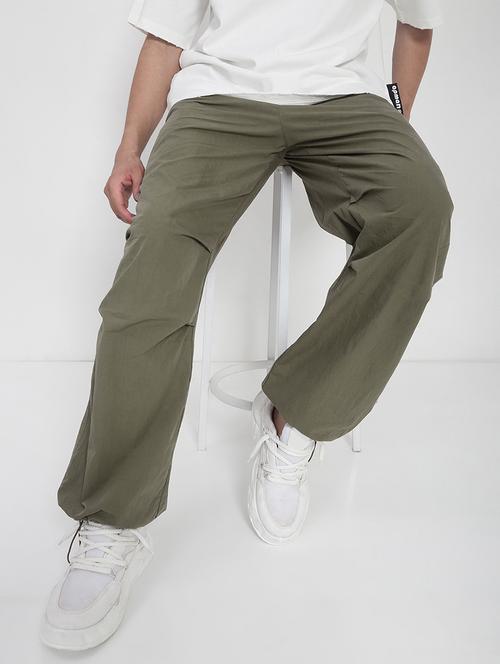 men solid mid rise parachute trouser - 21923900 - Standard Image - 0