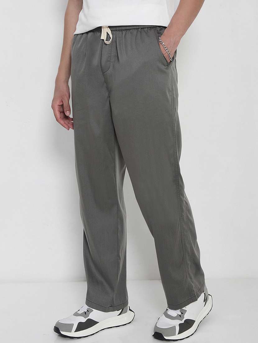 men solid mid rise casual trouser - 21923904 - Standard Image - 3
