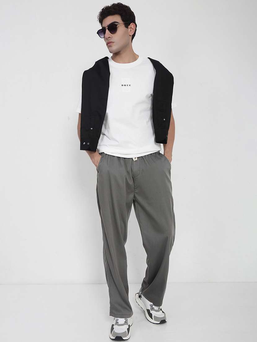 men solid mid rise casual trouser - 21923904 - Standard Image - 5