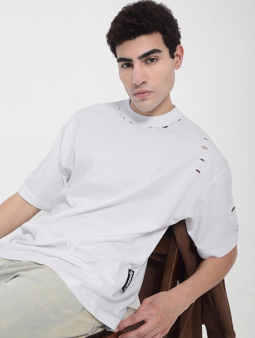 men solid short sleeves oversized t-shirt - 21923923 -  Zoom Image - 0