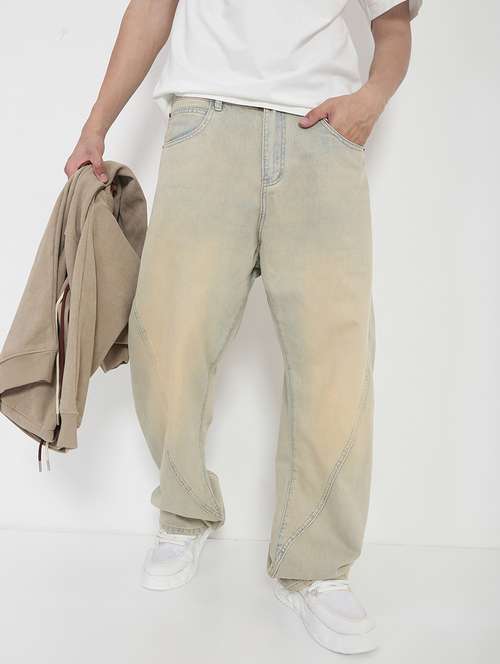 men solid mid rise baggy jean - 21923946 -  Standard Image - 0