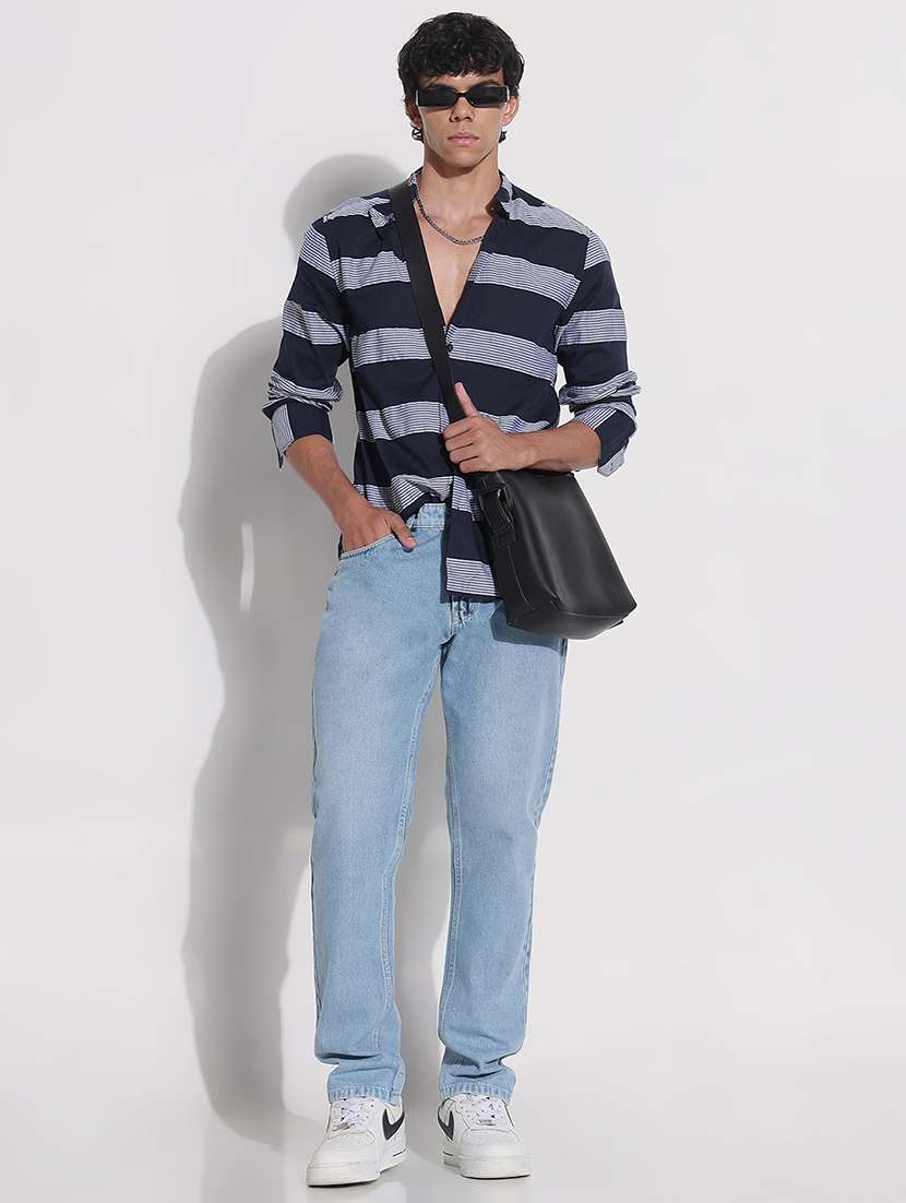 men printed mandarin neck long sleeve shirt - 21923962 -  Standard Image - 5