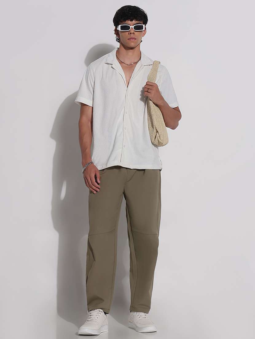 men solid cuban collar short sleeve loose fit shirt - 21923963 -  Standard Image - 5