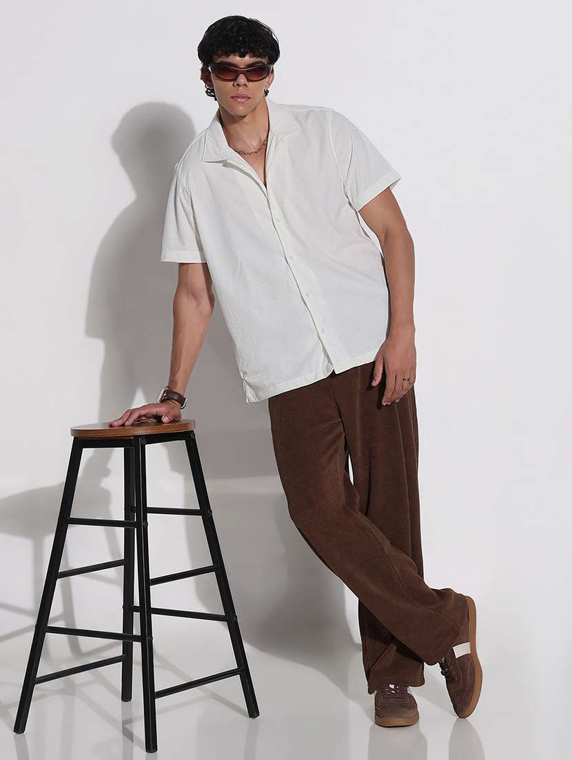 men textured cuban collar short sleeve loose fit shirt - 21923964 -  Standard Image - 5