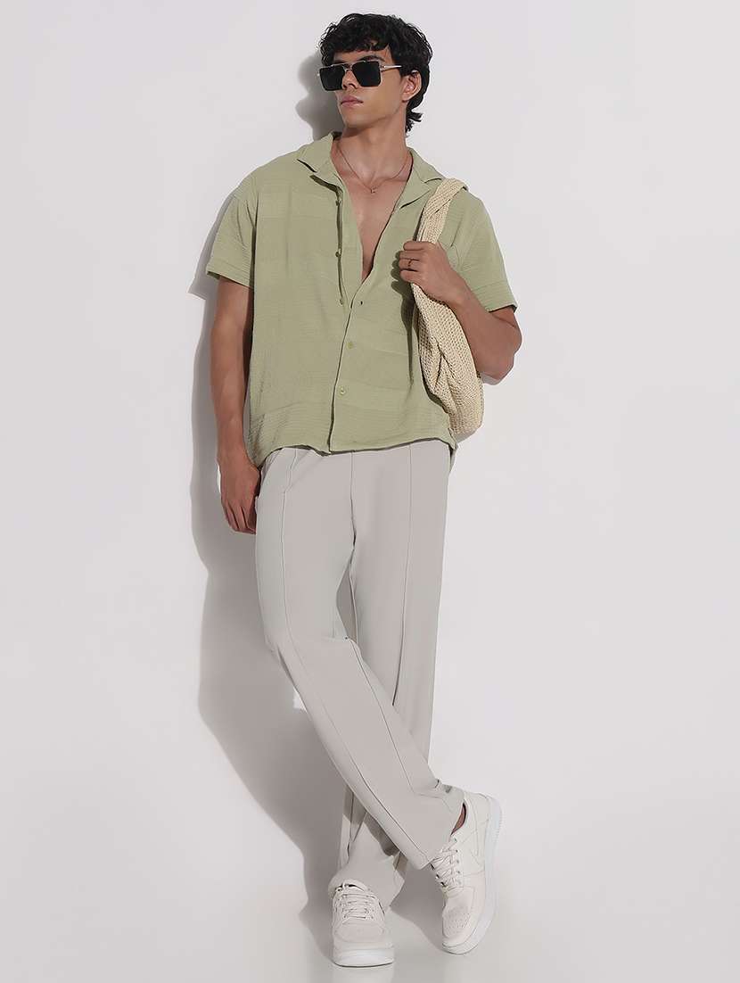 men textured cuban collar short sleeve loose fit shirt - 21923965 -  Standard Image - 5