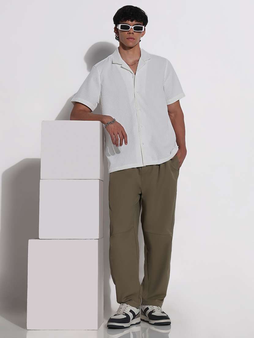 men textured cuban collar short sleeve loose fit shirt - 21923966 -  Standard Image - 5