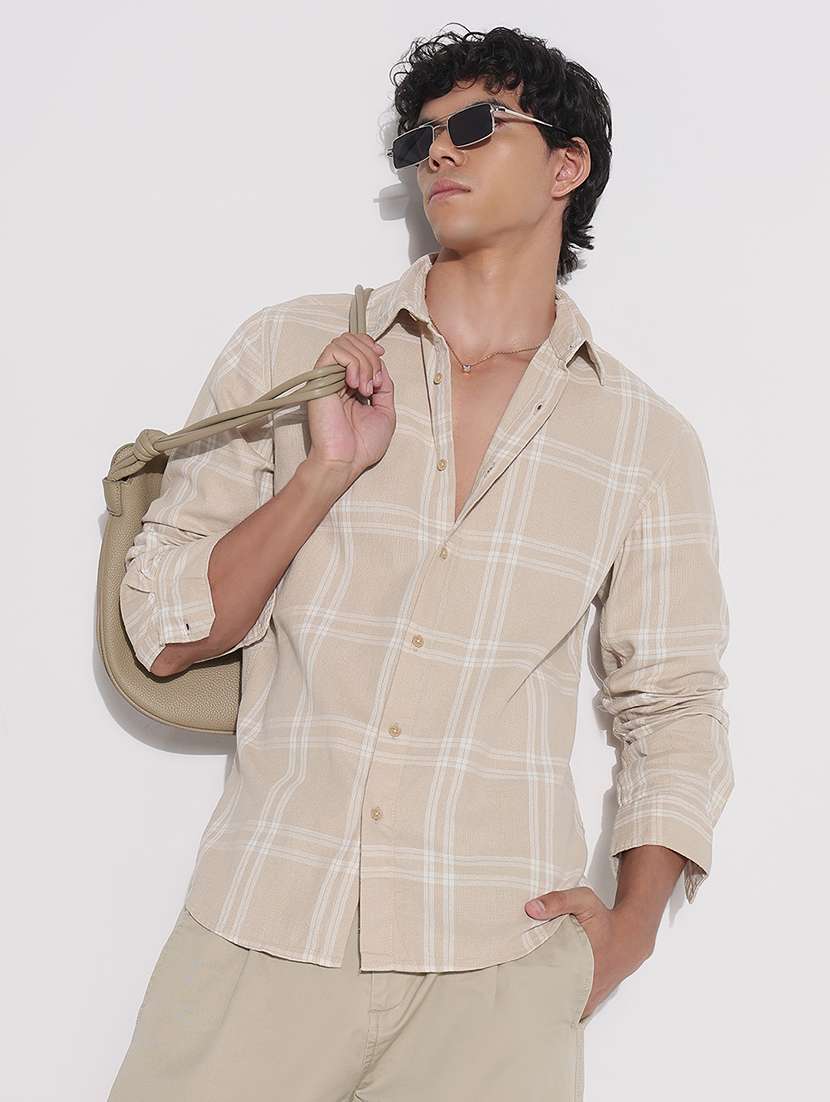 men checkered long sleeve regular fit casual shirt - 21923970 - Zoom Image - 0