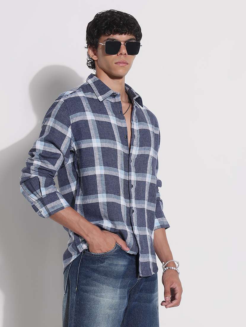 men checkered long sleeve regular fit casual shirt - 21923971 -  Standard Image - 3