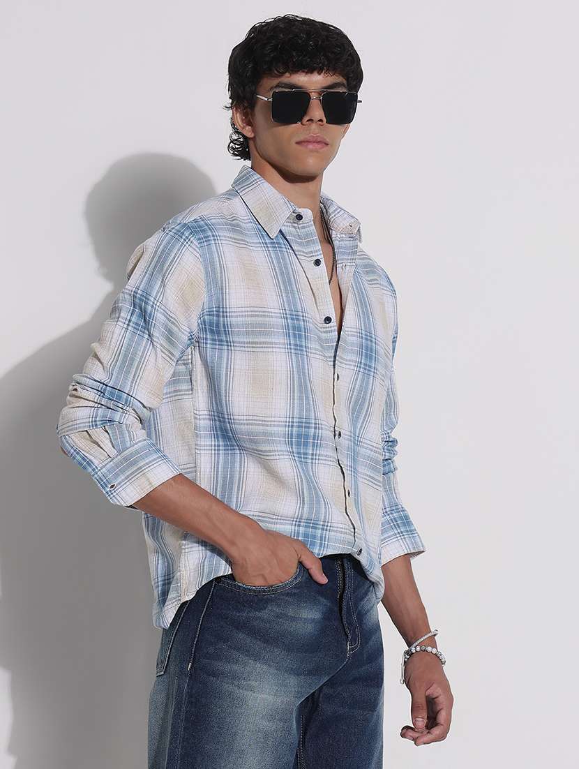men checkered long sleeve regular fit casual shirt - 21923972 -  Standard Image - 3