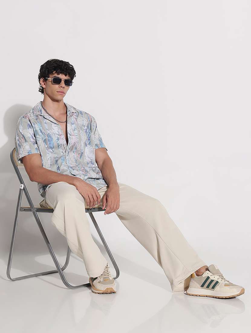 men printed cuban collar short sleeve loose fit shirt - 21923975 -  Standard Image - 5