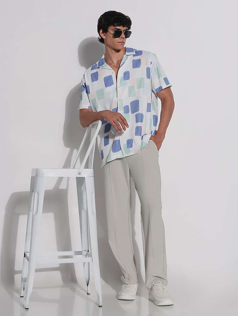 men printed cuban collar short sleeve loose fit shirt - 21923979 -  Standard Image - 5