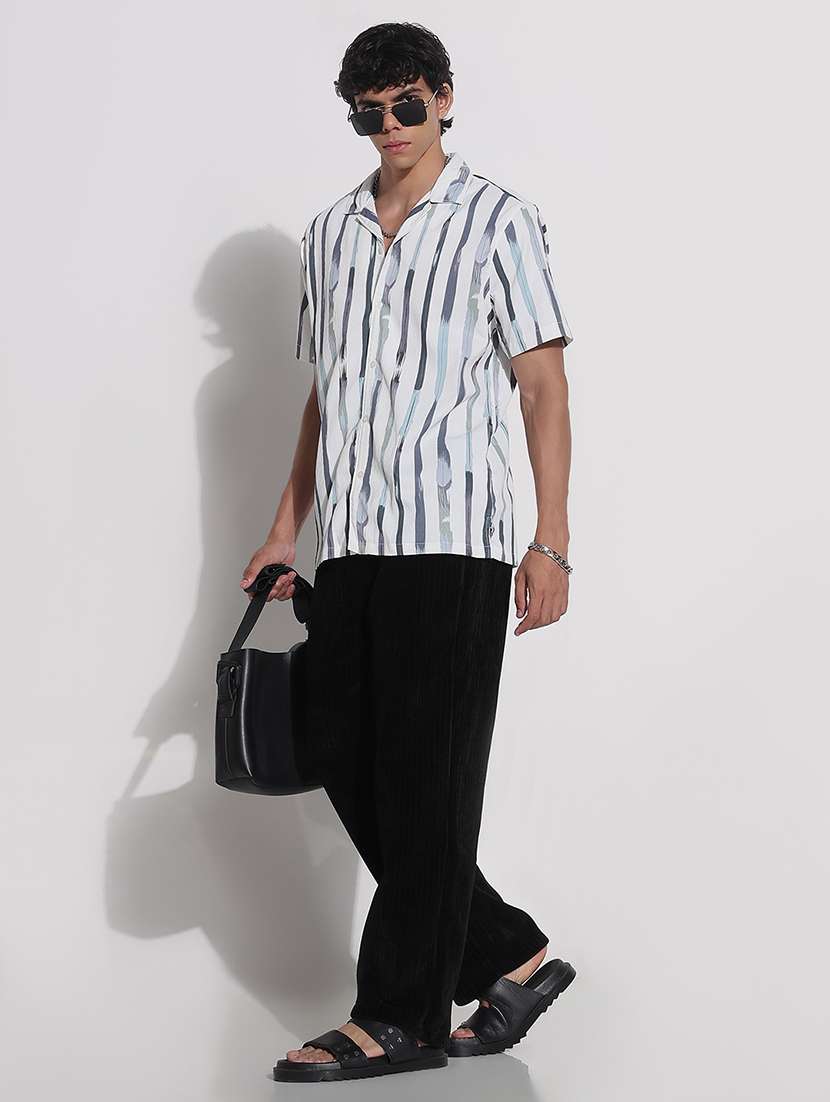 men printed cuban collar short sleeve loose fit shirt - 21923980 -  Standard Image - 5