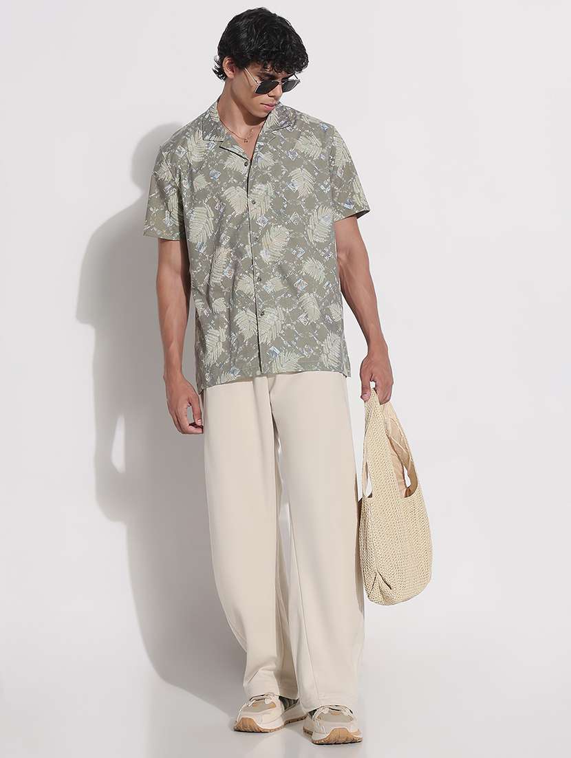 men printed cuban collar short sleeve loose fit shirt - 21923983 -  Standard Image - 5