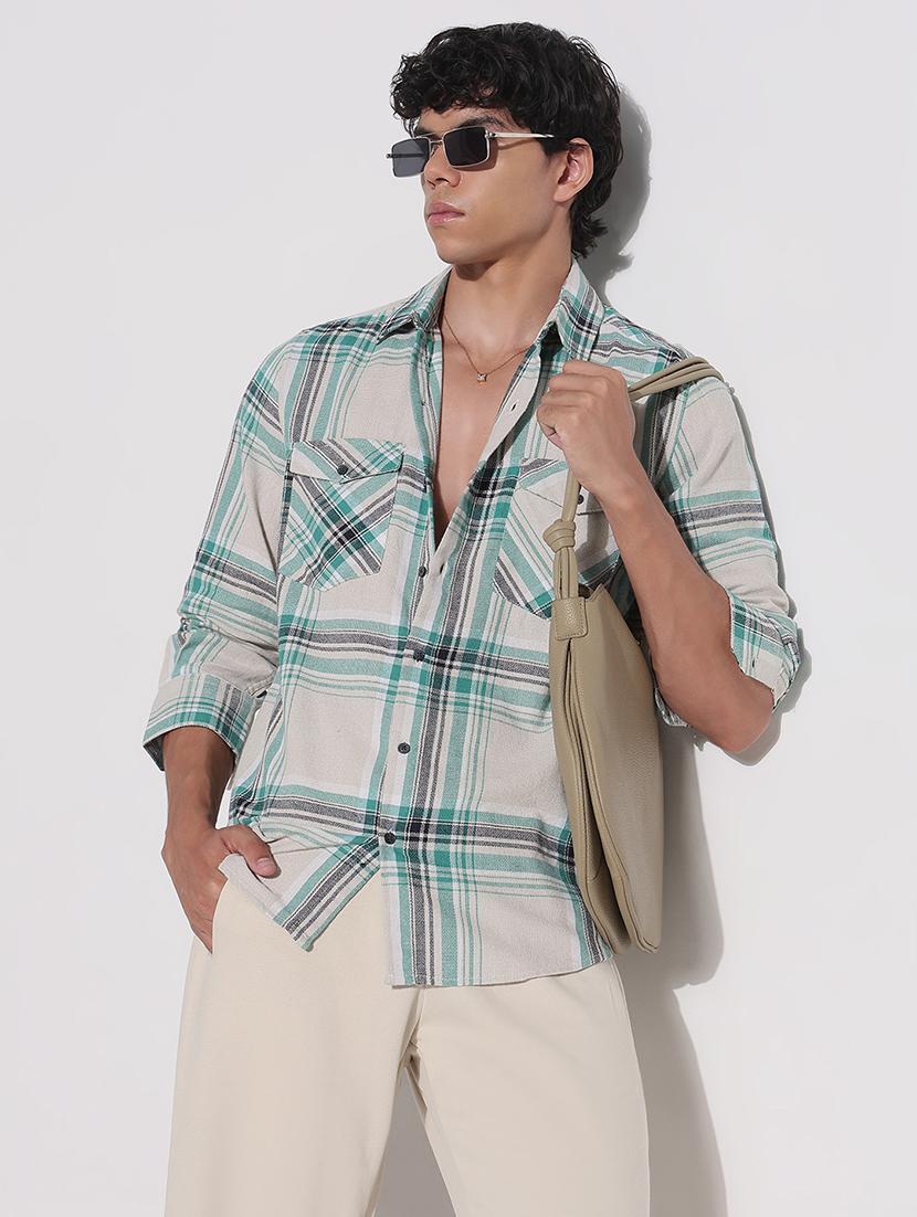 men checkered long sleeve regular fit casual shirt - 21923994 - Zoom Image - 0