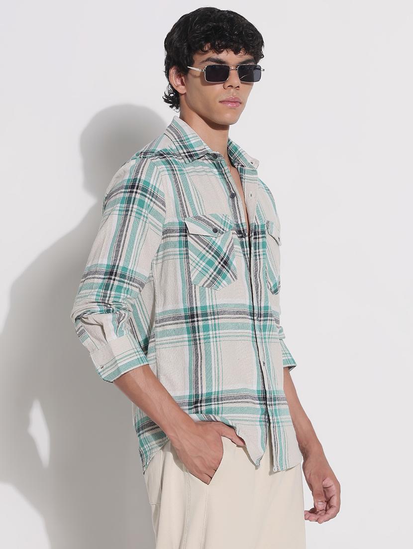 men checkered long sleeve regular fit casual shirt - 21923994 - Standard Image - 3