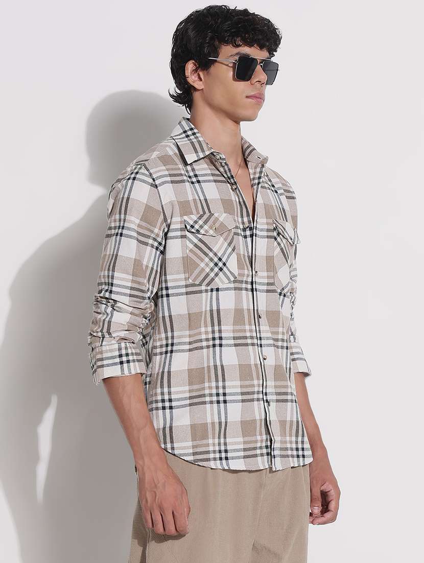 men checkered long sleeve regular fit casual shirt - 21923996 -  Standard Image - 3