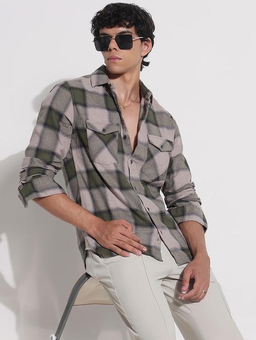 men checkered long sleeve regular fit casual shirt - 21923997 - Standard Image - 0