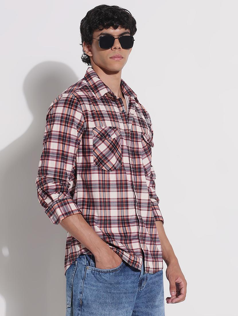 men checkered long sleeve regular fit casual shirt - 21923998 - Standard Image - 3