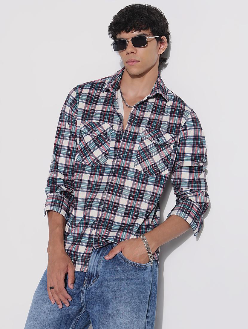 men checkered long sleeve regular fit casual shirt - 21923999 - Zoom Image - 0