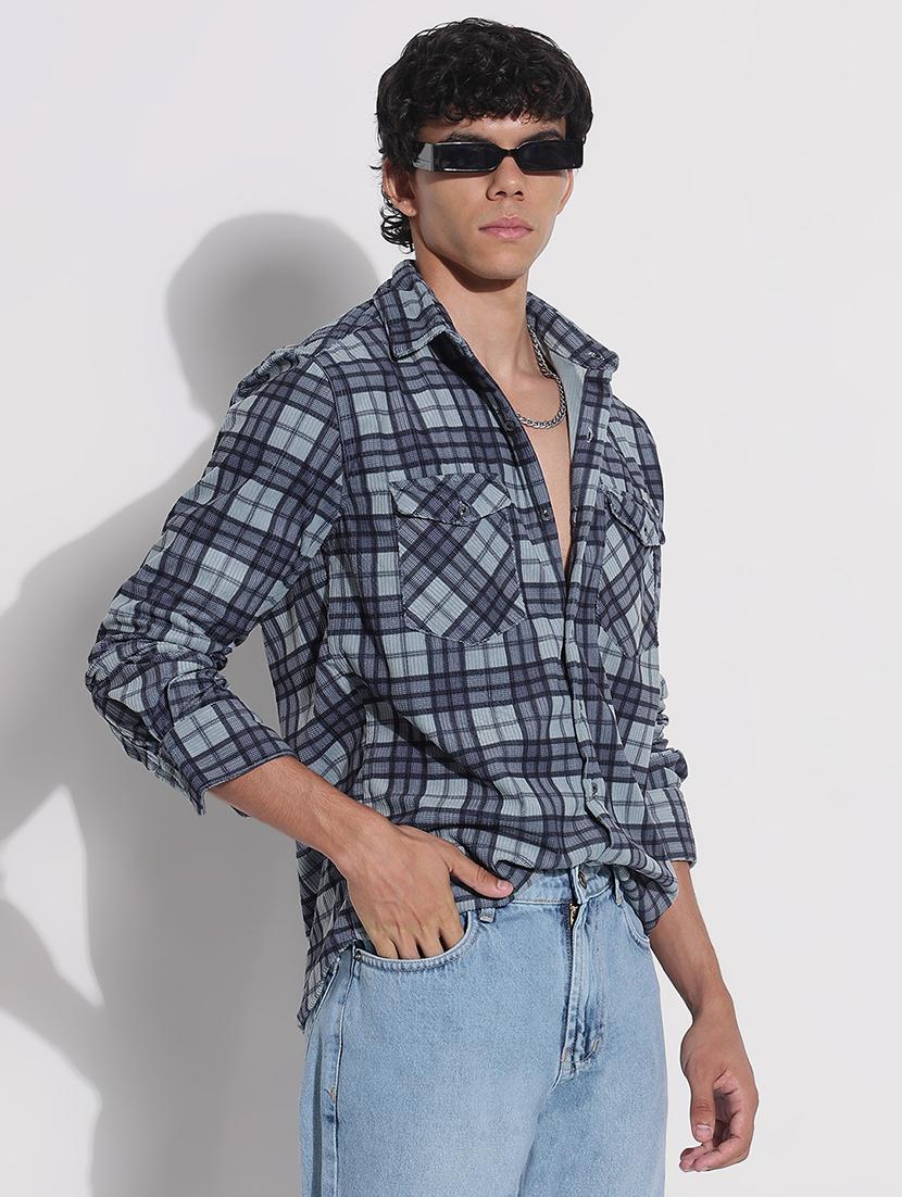 men checkered long sleeve regular fit casual shirt - 21924000 - Standard Image - 3