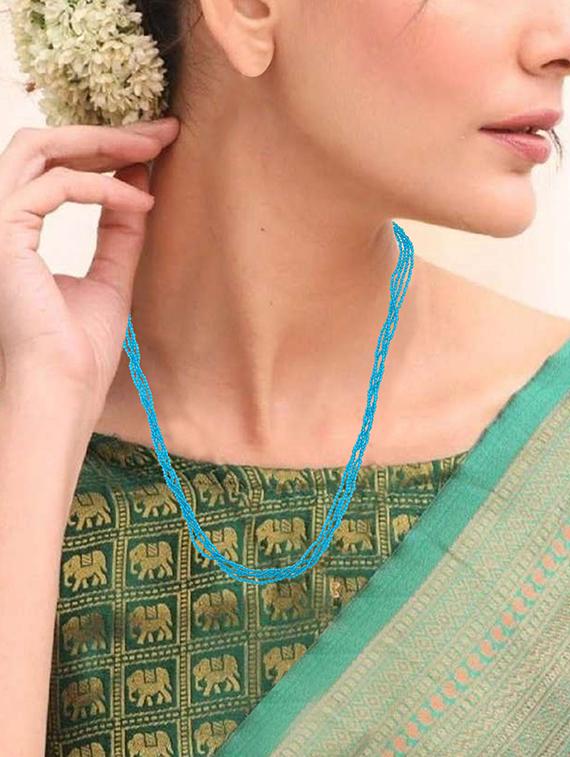 women blue crystal long necklace - 21924040 - Standard Image - 3