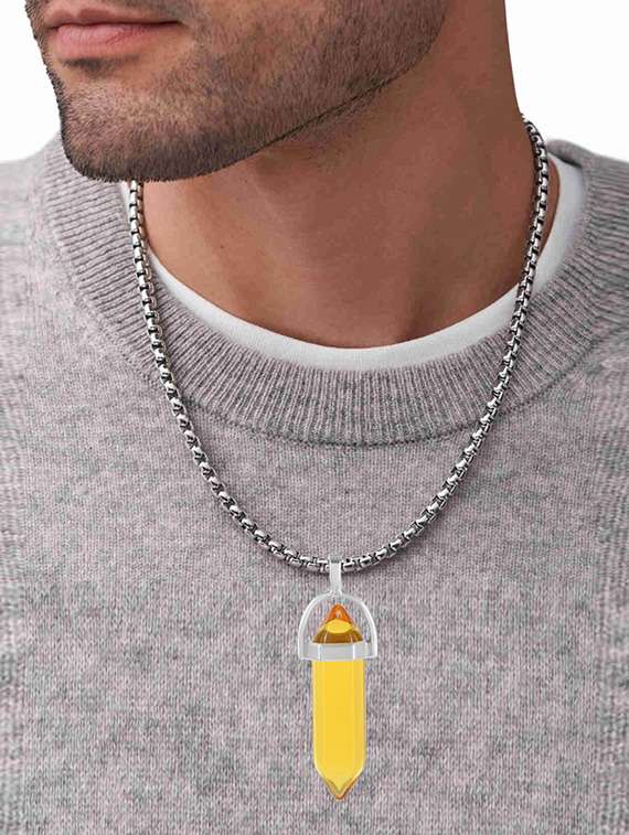 sliver yellow quartz pencil shaped pendant - 21924351 -  Standard Image - 3