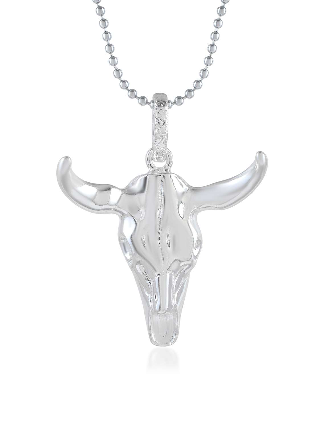 brass silver plated bull head pendant men - 21924352 - Zoom Image - 0
