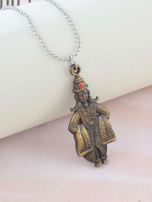 brass antique gold murugan ayappa pendant - 21924353 - Standard Image - 0