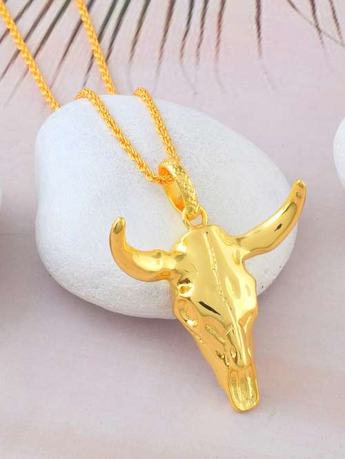 brass gold plated bull head pendant - 21924356 -  Standard Image - 0