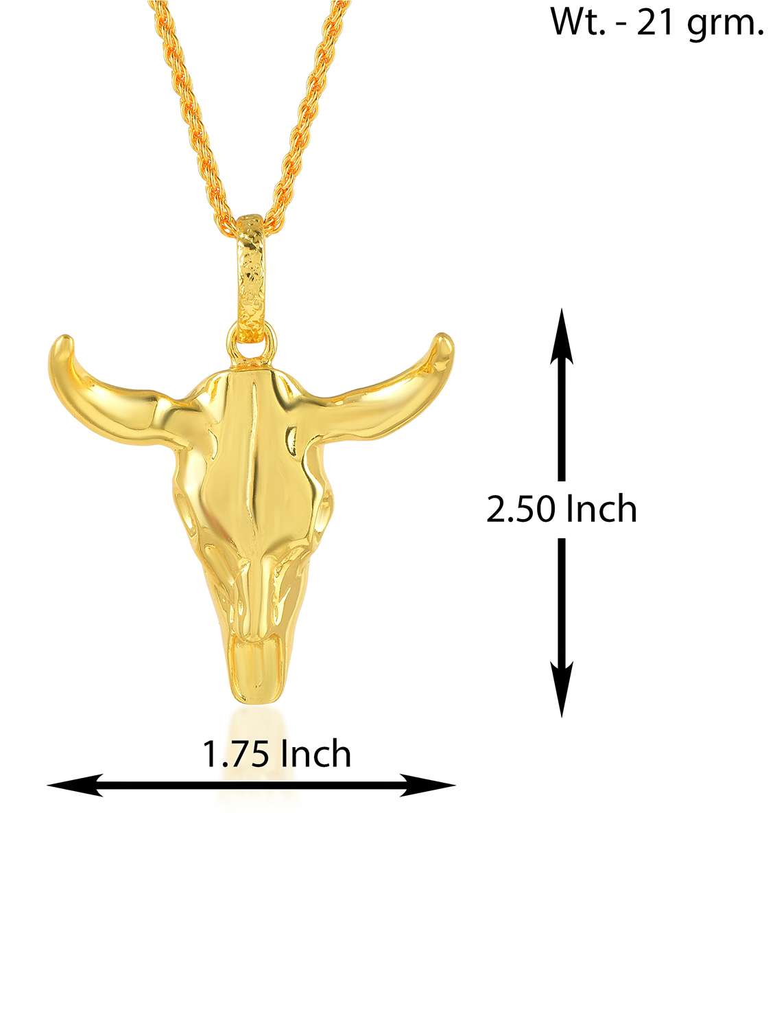 brass gold plated bull head pendant - 21924356 - Standard Image - 3