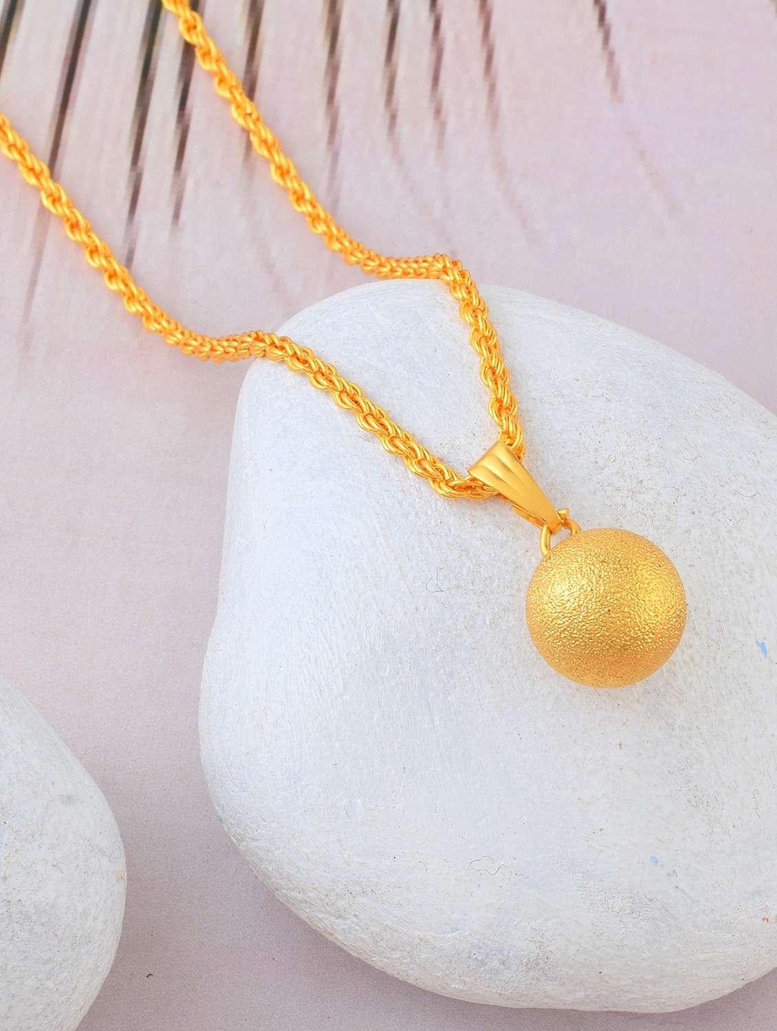 brass buff gold finish ball shaped pendant