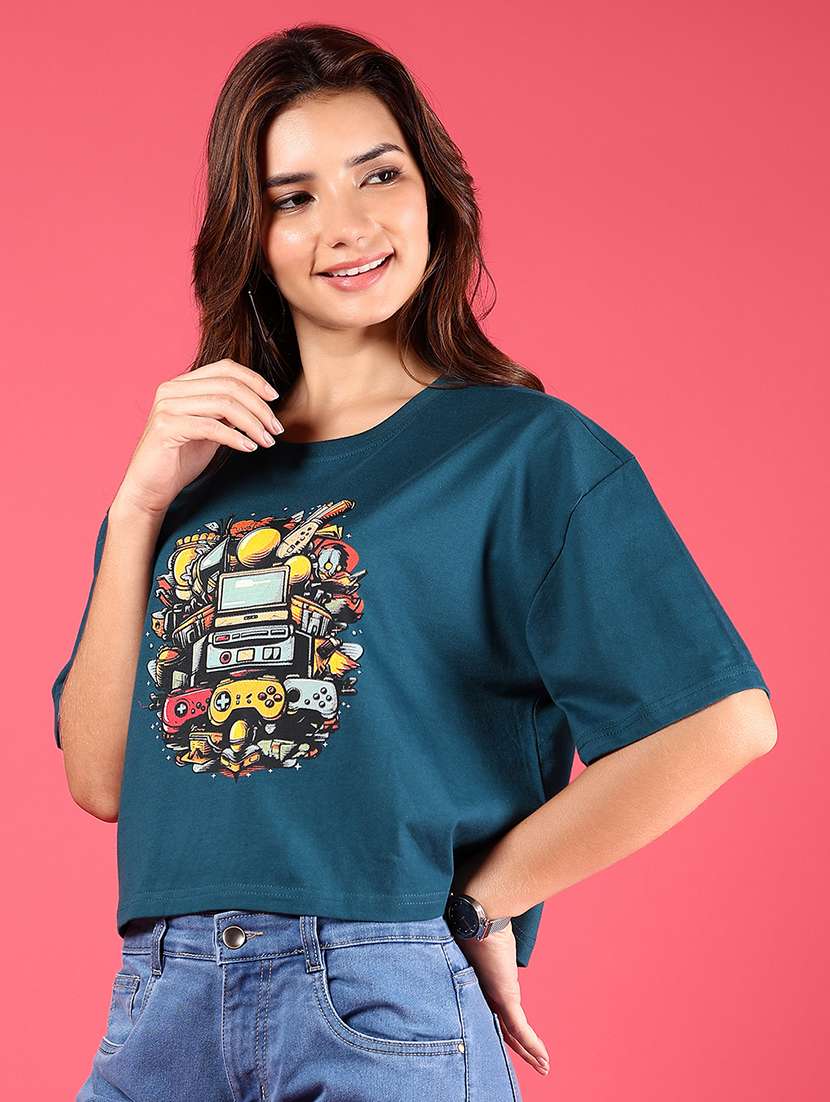 women printed short sleeves boxy t-shirt - 21924517 -  Standard Image - 3