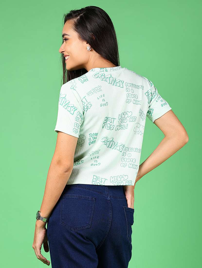 women typograhic printed short sleeves top - 21924531 -  Standard Image - 3