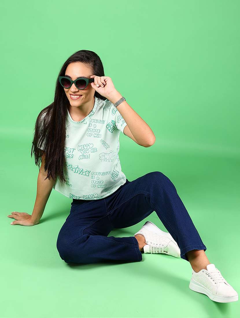 women typograhic printed short sleeves top - 21924531 -  Standard Image - 5