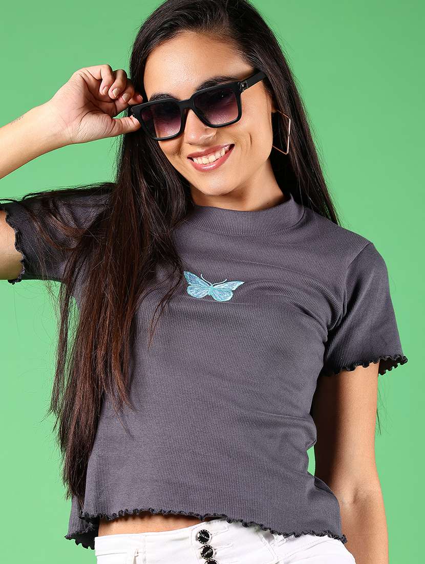 women solid short sleeves regular top - 21924538 -  Zoom Image - 0
