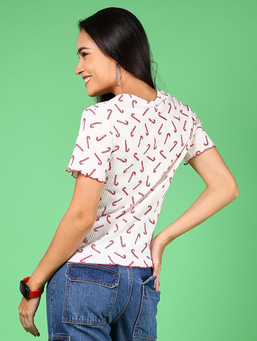 women printed short sleeves regular top - 21924546 - Standard Image - 3