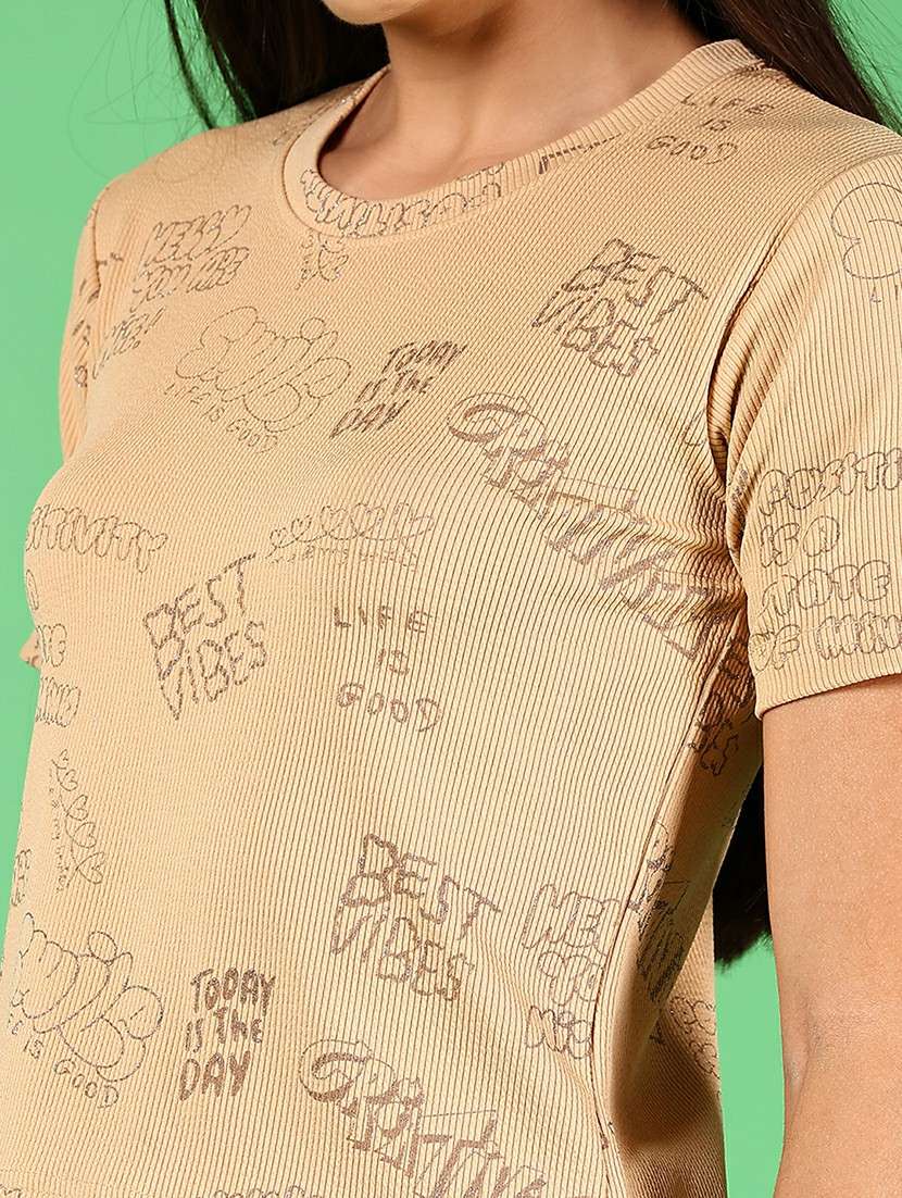 women typograhic printed short sleeves top - 21924563 -  Standard Image - 5