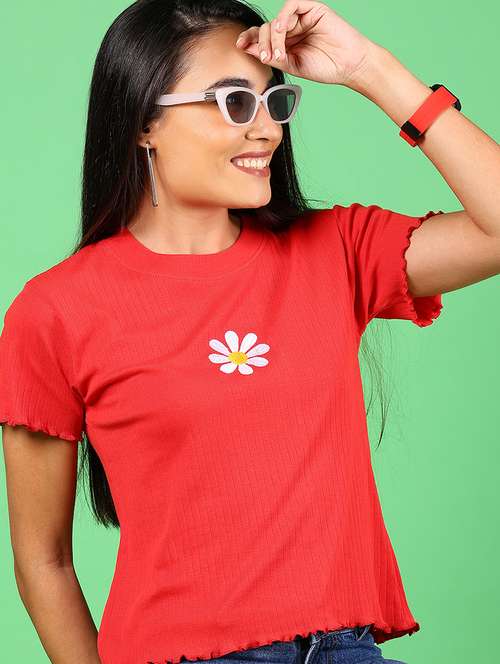 women solid short sleeves regular top - 21924565 - Standard Image - 0