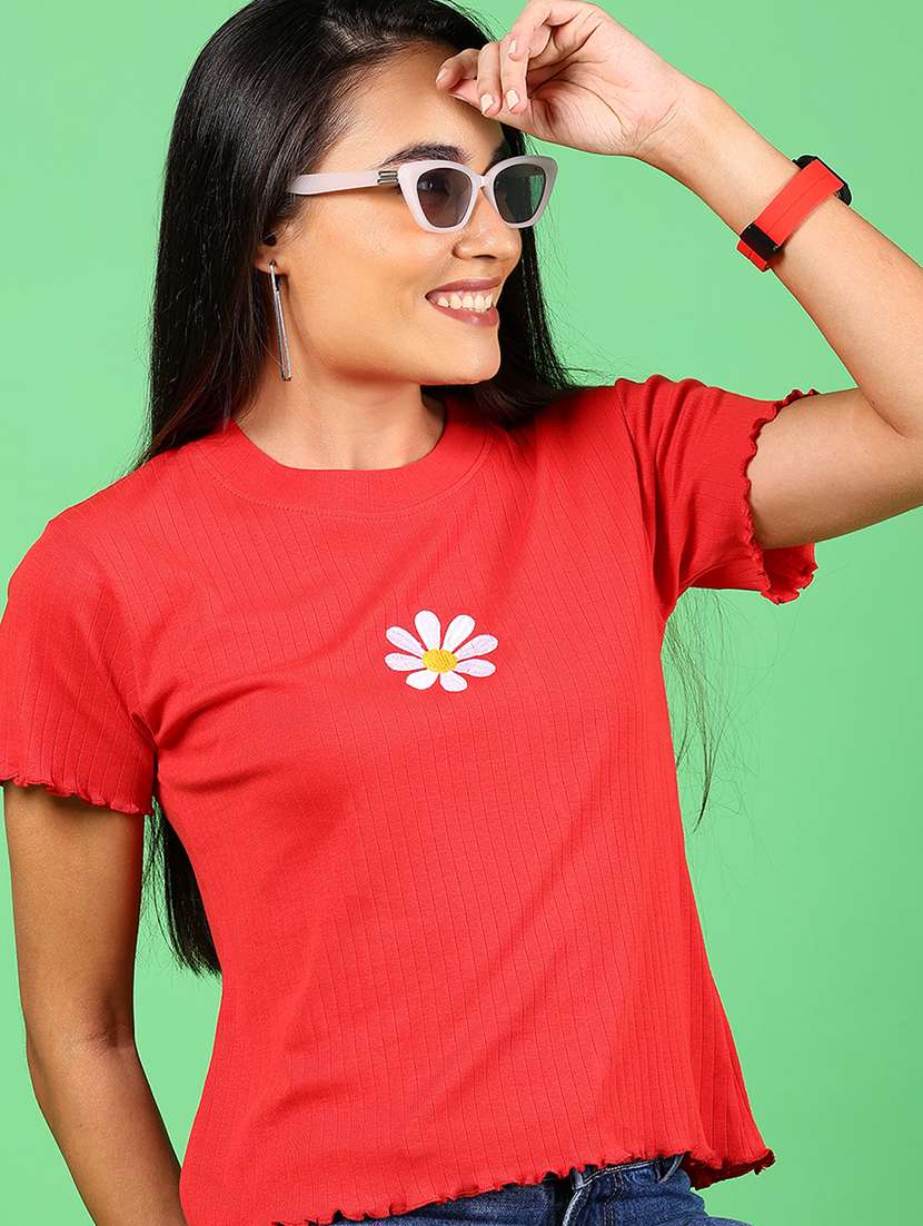 women solid short sleeves regular top