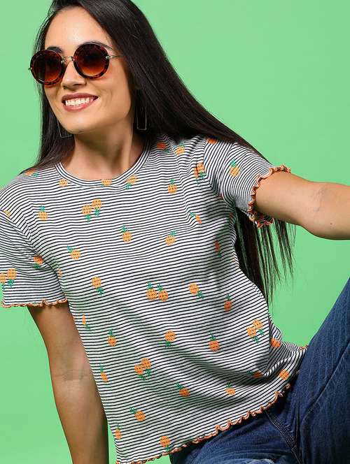 women printed short sleeves regular top - 21924580 - Standard Image - 0