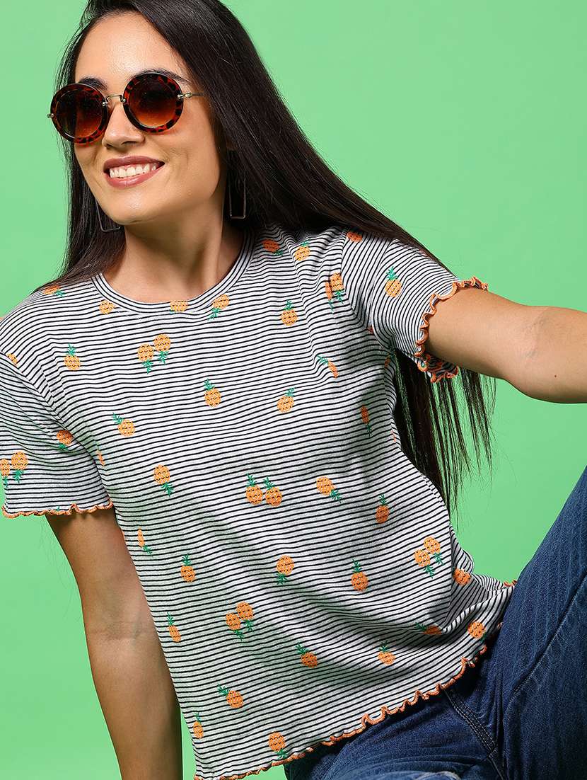 women printed short sleeves regular top