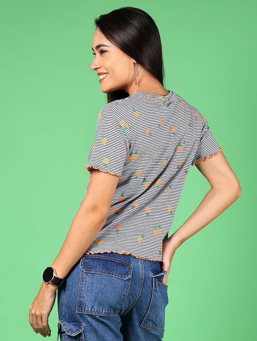 women printed short sleeves regular top - 21924580 - Standard Image - 3