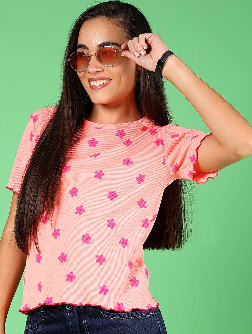 women printed short sleeves regular top