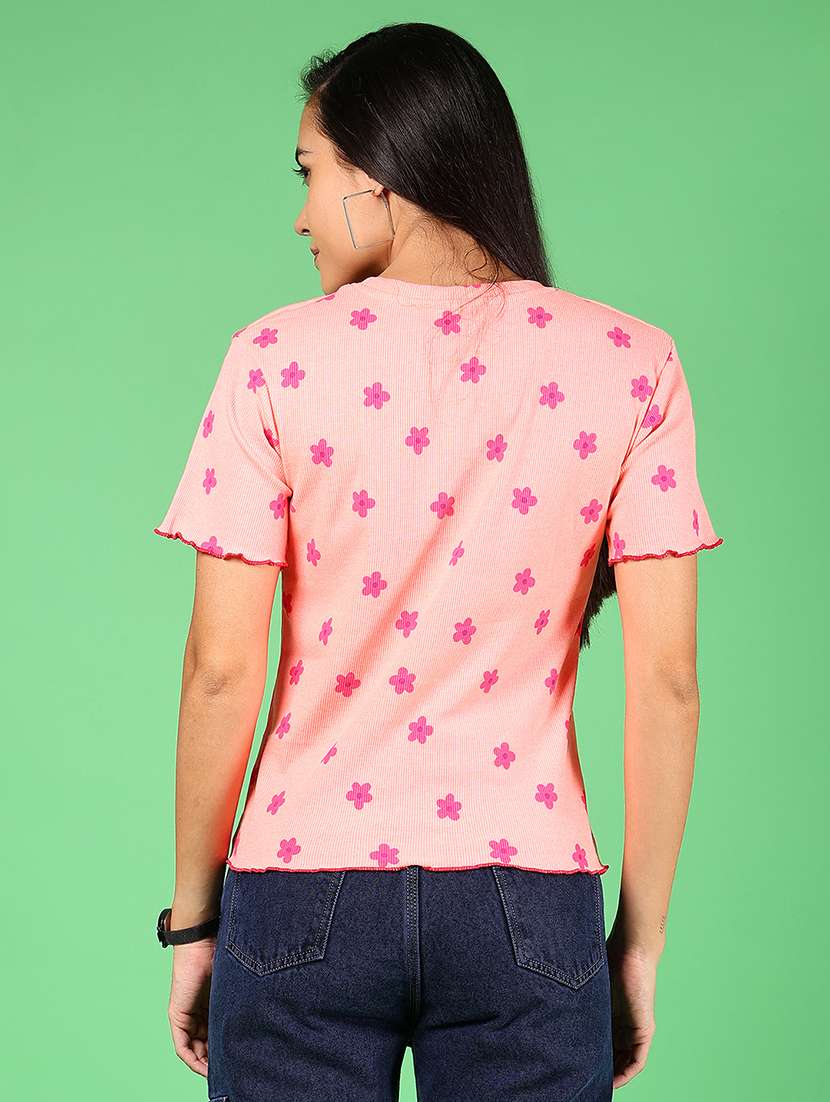 women printed short sleeves regular top - 21924581 - Standard Image - 3