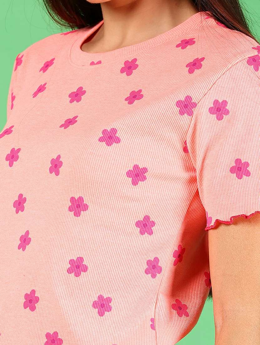 women printed short sleeves regular top - 21924581 - Standard Image - 5