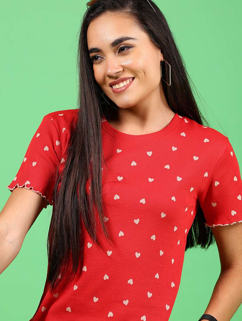women printed short sleeves regular top
