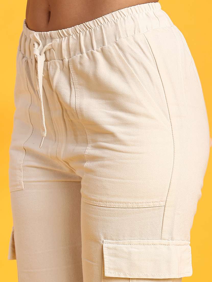 women solid mid rise regular fit cargo - 21924803 -  Standard Image - 5