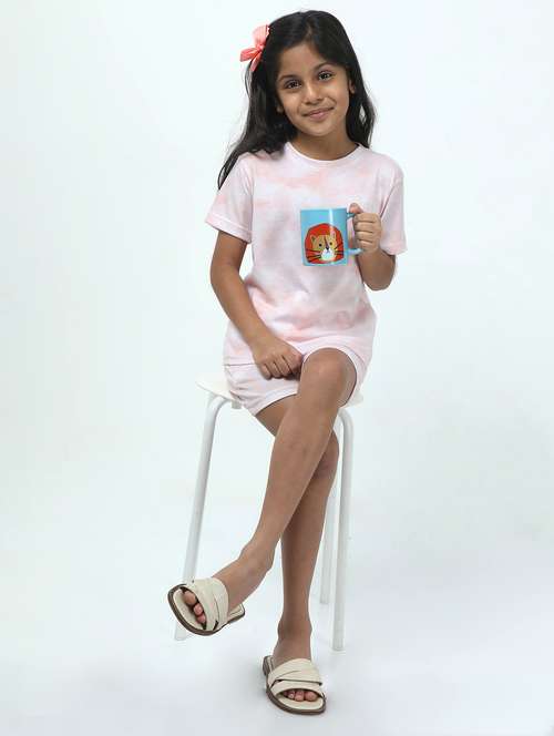 girls tie & dye printed shorts & t-shirt co-ords set - 21924831 -  Standard Image - 0