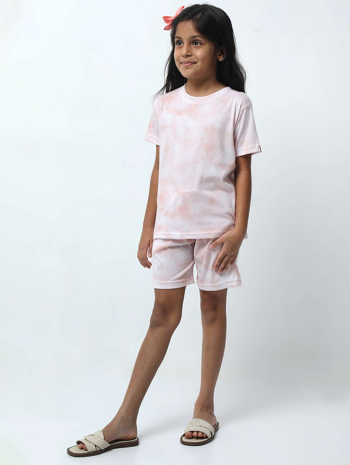 girls tie & dye printed shorts & t-shirt co-ords set - 21924831 - Standard Image - 3